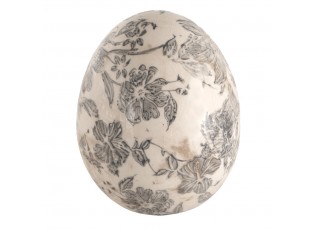 Dekorace vintage vejce se šedými květy Mell French S - Ø 9*12 cm