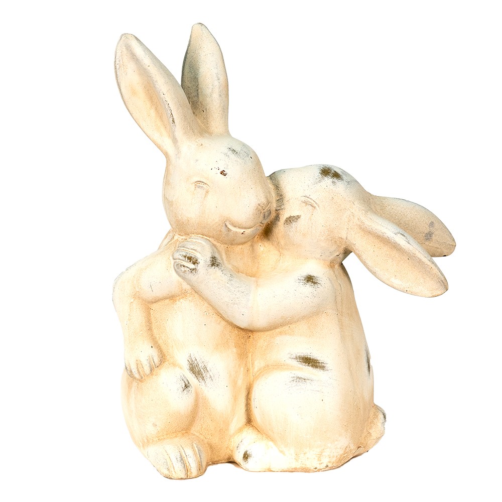 Béžová antik dekorace zamilovaní králíčci - 20*10*25 cm 6CE1485