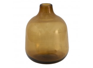 Hnědá skleněná dekorační váza - Ø 10*13 cm