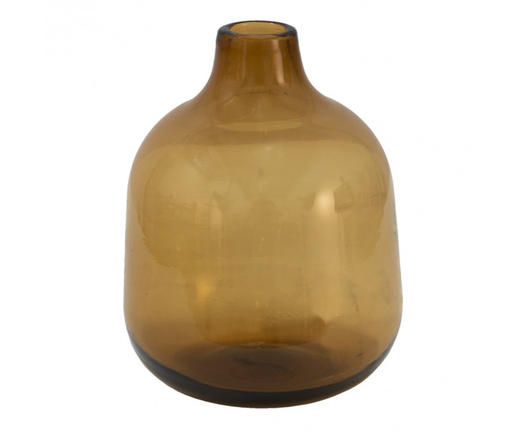 Hnědá skleněná dekorační váza - Ø 10*13 cm