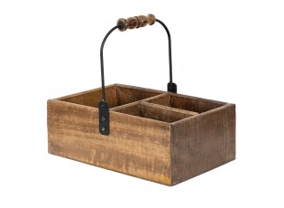 Hnědý dřevěný úložný box s držadlem - 27*17*10 cm