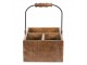 Hnědý dřevěný úložný box s držadlem - 27*17*10 cm