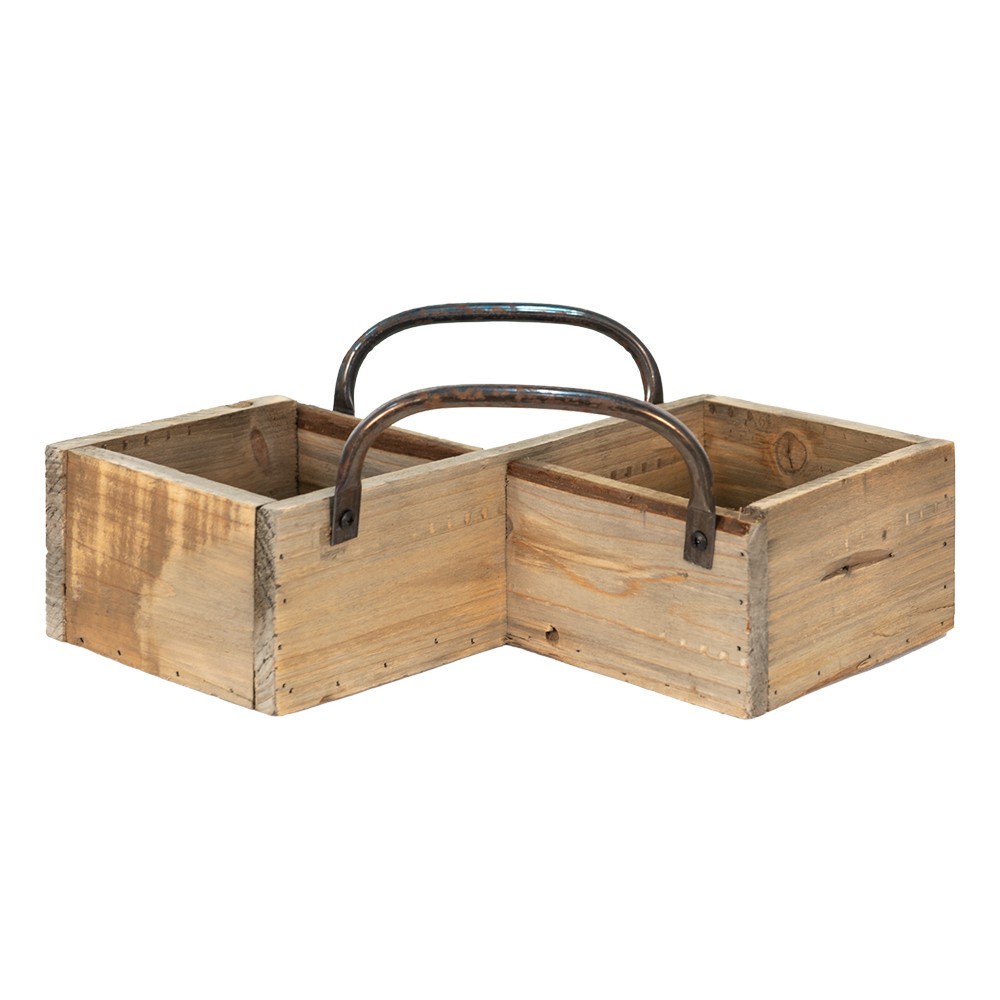 Dřevěný dekorační box s kovovými uchy - 38*22*9 cm Clayre & Eef