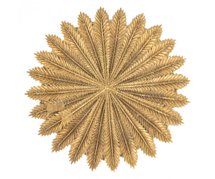 Zlatý dekorační talířek s dekorem listů Spie - Ø20*2 cm