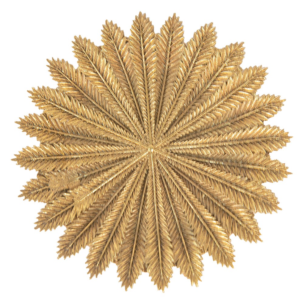 Zlatý dekorační talířek s dekorem listů Spie - Ø20*2 cm Clayre & Eef