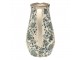 Dekorační keramický antik džbán se zelenými květy Tien French L - 24*17*30 cm