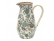 Dekorační keramický antik džbán se zelenými květy Tien French M - 20*14*25 cm