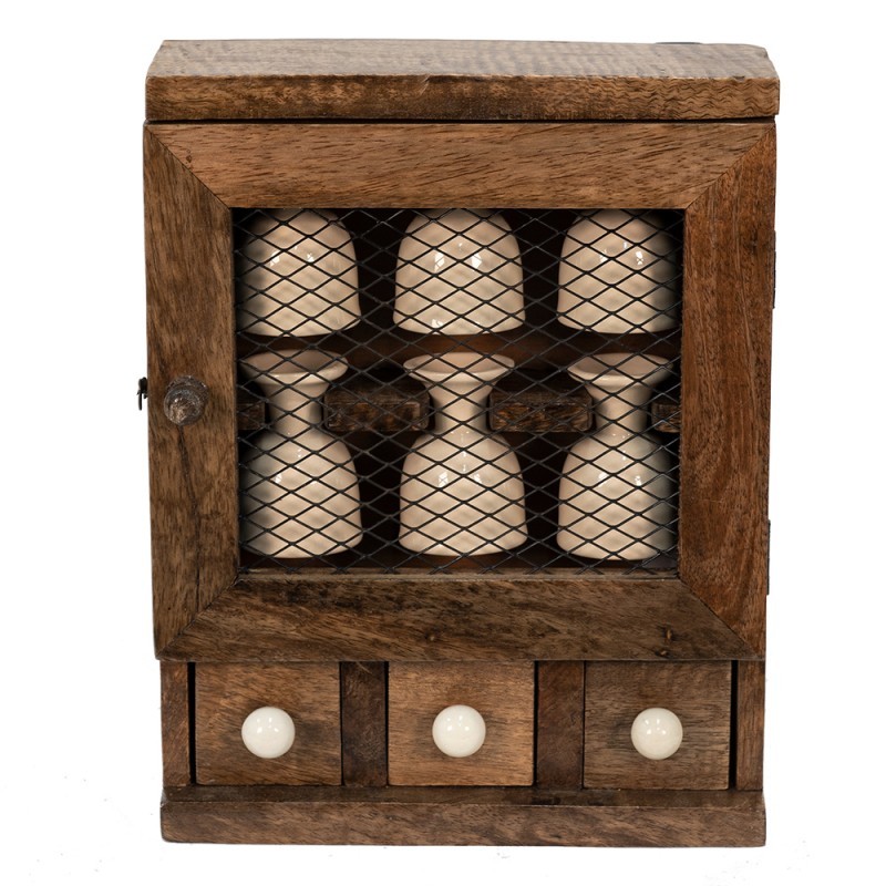 Nástěnná dřevěná skříňka s kalíšky na vajíčka Chick - 23*9*30 cm Clayre & Eef