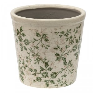 Keramický obal na květináč se zelenými květy Ganni green L - Ø16*16 cm