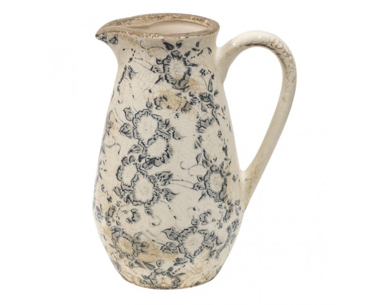 Keramický dekorační džbán se šedými květy Filon French S - 16*12*22 cm