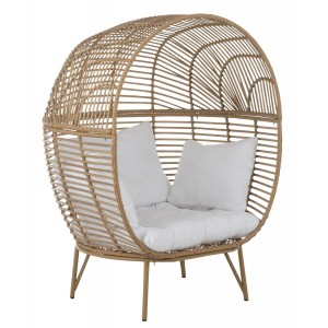 Béžové ratanové zahradní křeslo Lounge Beige Oval - 115*110*148 cm