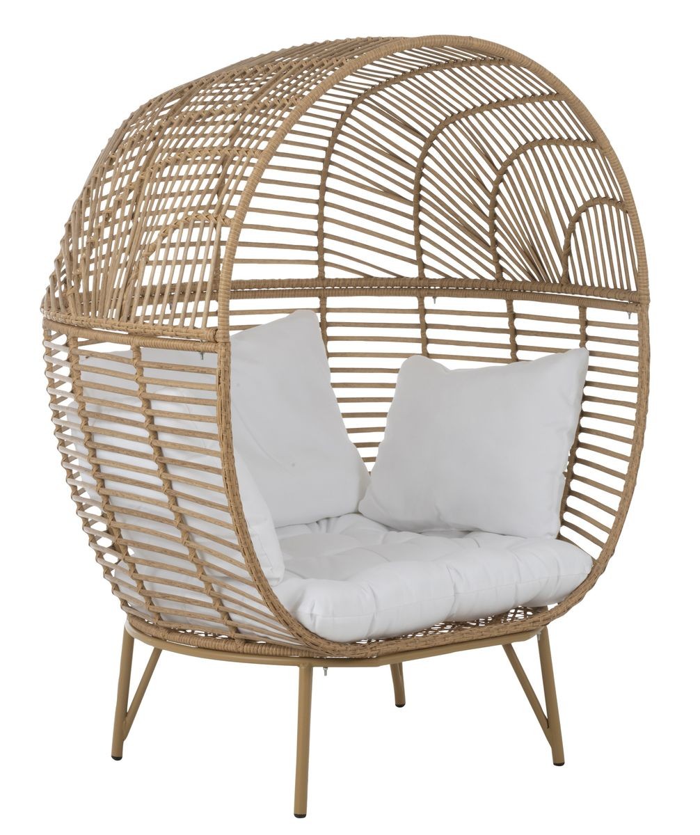 Béžové ratanové zahradní křeslo Lounge Beige Oval - 115*110*148 cm