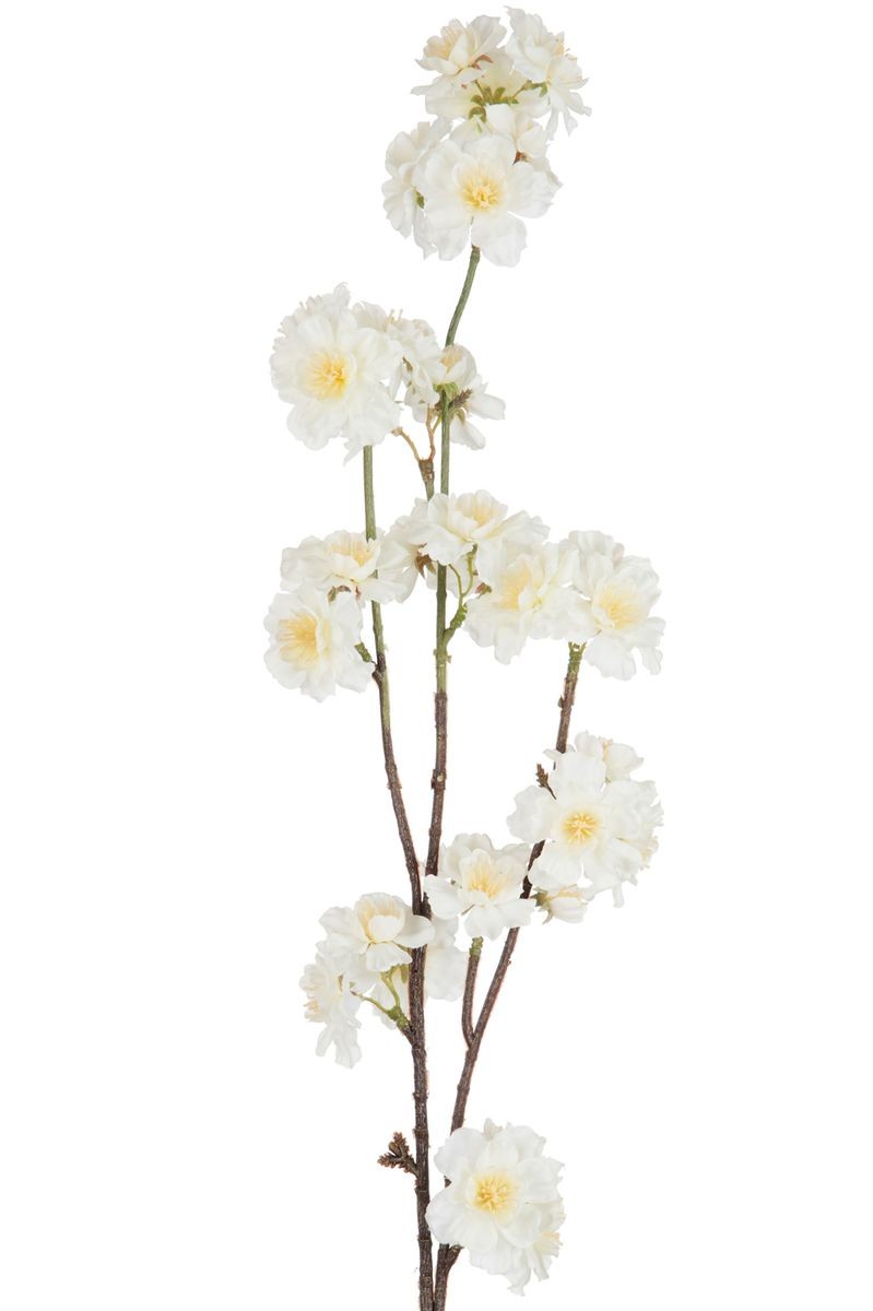 Dekorační umělá větvička s krémovými květy Kersenboom - 77,5 cm J-Line by Jolipa