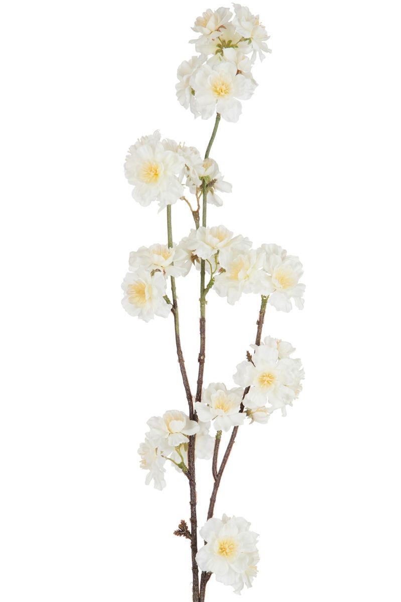 Dekorační umělá větvička s krémovými květy Kersenboom - 77,5 cm