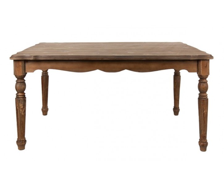 Hnědý antik dřevěný stůl s vyřezávanými prvky na nohou René - 151*96*79 cm