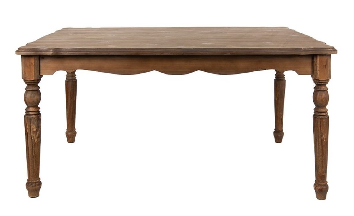 Hnědý antik dřevěný jídelní stůl s vyřezávanými prvky na nohou René - 151*96*79 cm Clayre & Eef