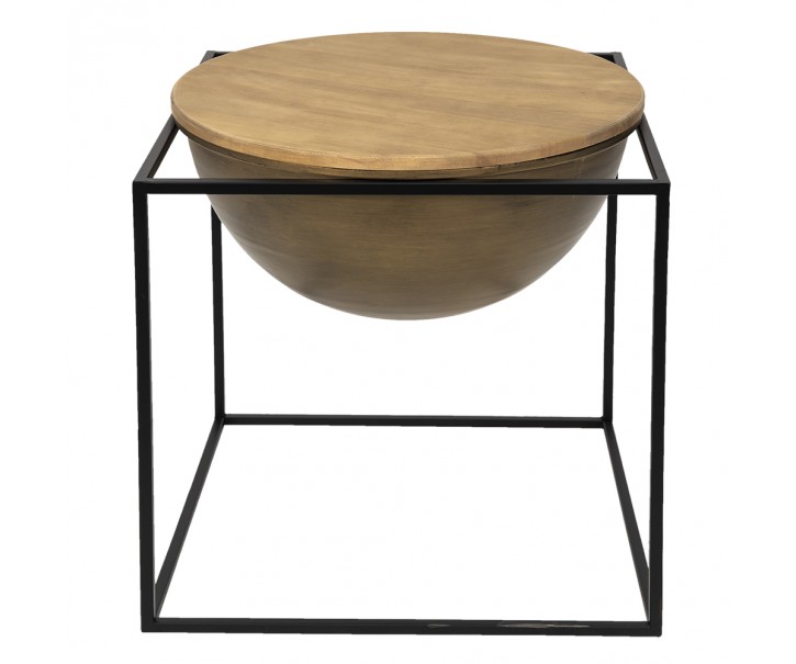 Černý kovový odkládací stolek s úložným prostorem Wordi - 53*53*55 cm
