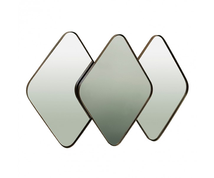 Mosazno-hnědé antik zrcadlo s kovovým rámem - 110*6*70 cm