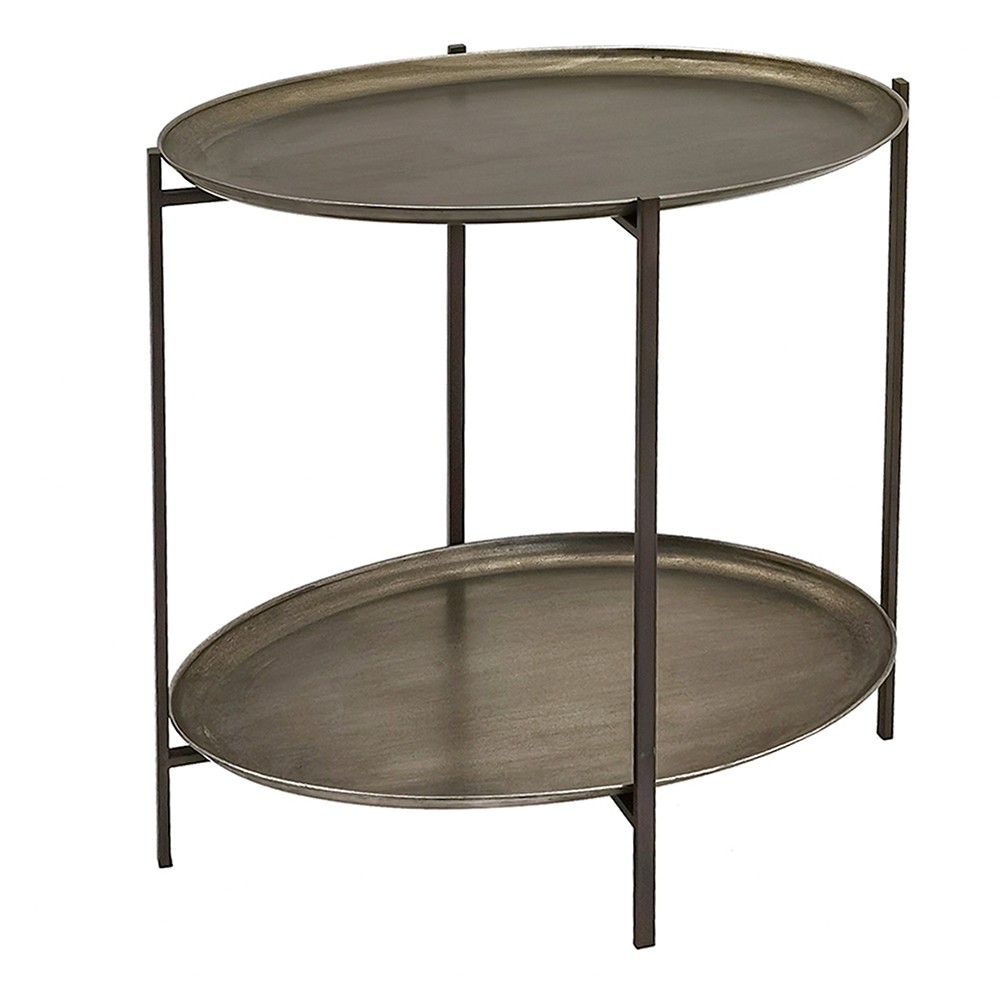 Kovový antik odkládací stolek s oválnými deskami - 65*45*61 cm Clayre & Eef