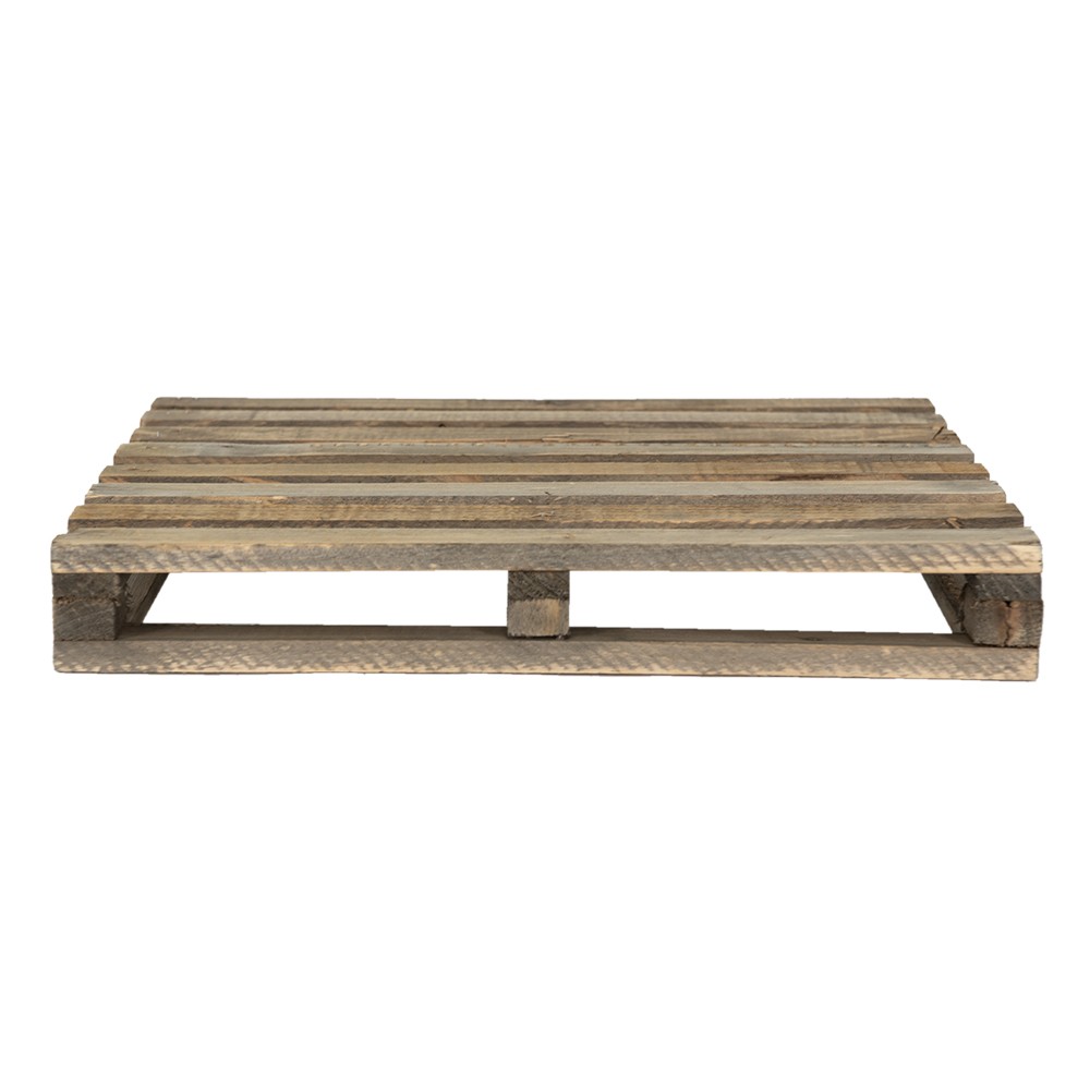 Hnědý antik dekorační stolek na květiny ve tvaru palety - 40*32*5 cm
