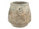 Béžovo-šedý cementový květináč s patinou - Ø 19*18 cm