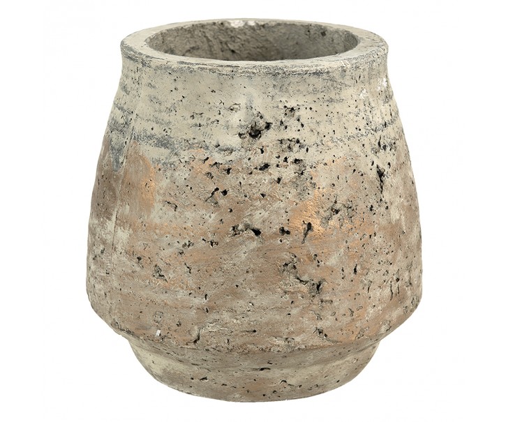 Béžovo-šedý cementový květináč s patinou - Ø 19*18 cm