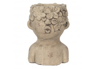 Cementový obal na květináč v designu busty s květinami Tete - 17*16*25 cm
