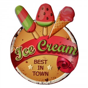 Nástěnná kovová cedule Ice Cream - 38*1*45 cm