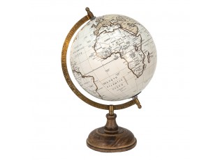 Šedý dekorativní glóbus na dřevěném podstavci Globe  - 22*22*33 cm