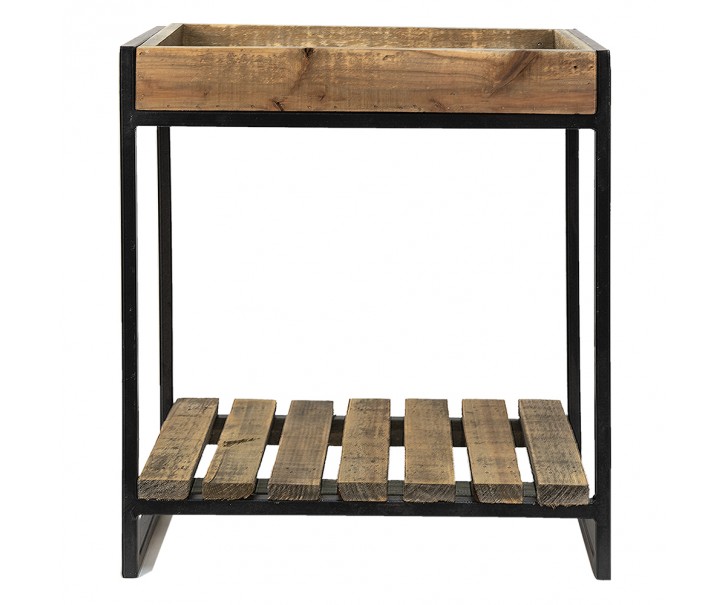 Kovovo-dřevěný odkládací antik stolek Virgio - 40*22*43 cm