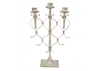 Krémový antik kovový svícen na 3 svíčky Fitia - 28*12*42 cm