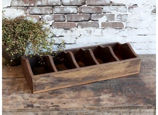 Dekorační úzký dřevěný box s přihrádkami Grimaud - 51*22*11cm