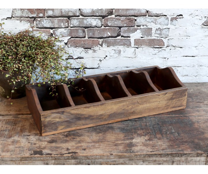 Dekorační úzký dřevěný box s přihrádkami Grimaud - 51*22*11cm