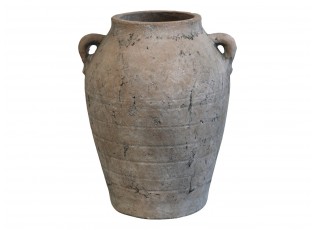 Hnědá antik terakotová váza s uchy Potion - 26*25*32cm