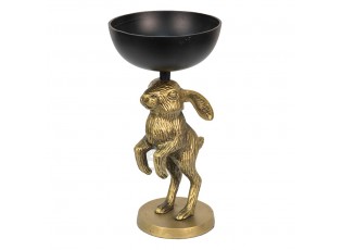 Dekorační kovová mísa s dekorací králíka Rabbi Gold - Ø15*28 cm
