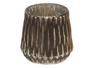 Skleněný svícen na čajovou svíčku s vroubky Vrubie - Ø 13*12 cm