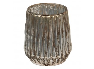 Skleněný svícen na čajovou svíčku s vroubky Vrubie - Ø 15*17 cm