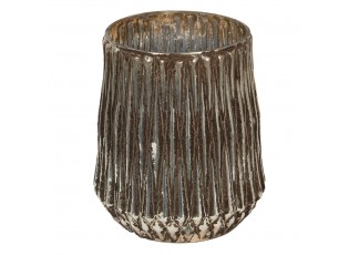 Skleněný svícen na čajovou svíčku s vroubky Vrubie - Ø 18*21 cm