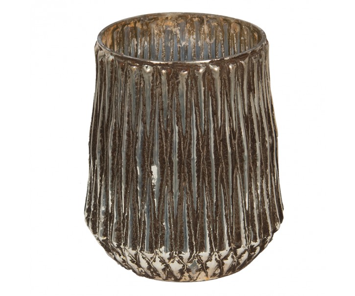 Skleněný svícen na čajovou svíčku s vroubky Vrubie - Ø 18*21 cm
