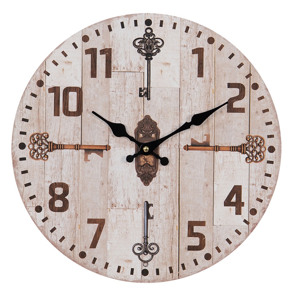 Nástěnné hodiny se starými klíči - Ø 34*4 cm / 1*AA Clayre & Eef