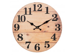 Hnědé nástěnné hodiny s motivem dřevěných prken – Ø 34*4 cm / 1*AA