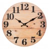 Hnědé nástěnné hodiny s motivem dřevěných prken – Ø 34*4 cm / 1*AA Barva: hnědáMateriál: MDF, papírHmotnost: 0,452 kg
