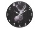 Černé nástěnné hodiny s jelenem Deer – Ø 34*4 cm / 1*AA