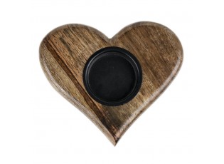 Svícen ve tvaru srdce z mangového dřeva na čajovou svíčku - 16*19*3cm