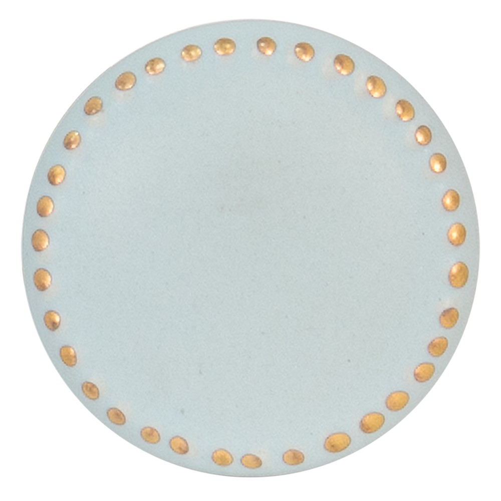 Modrá keramická úchytka ze zlatými puntíky Dria - Ø 4*3 cm