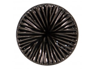 Černá keramická úchytka s rýhami - Ø 4*3 cm
