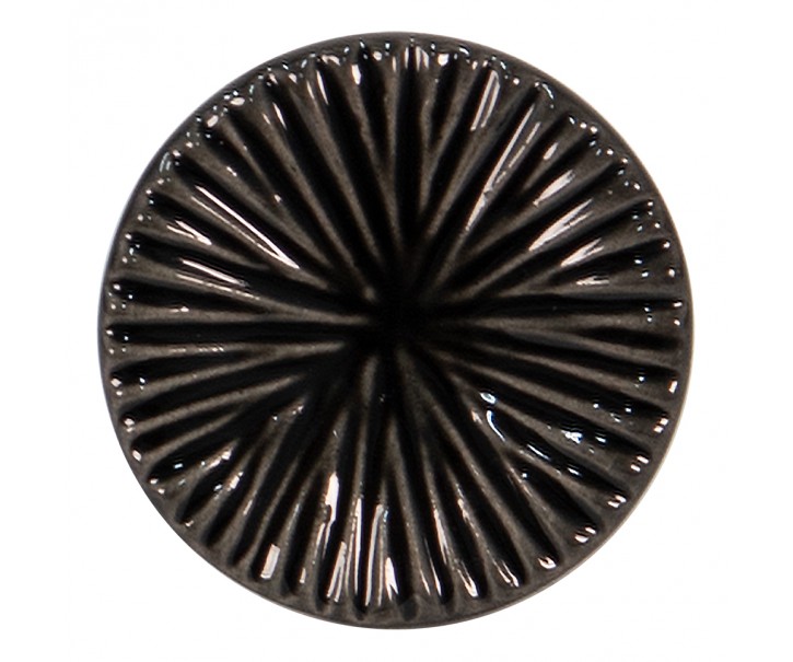 Černá keramická úchytka s rýhami - Ø 4*3 cm