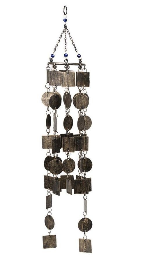 Levně Bronzovo-černá kovová závěsná zvonkohra Chimes - 68cm CIWGM
