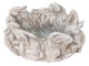Béžovo-šedý cementový obal na květináč s králíčky - Ø 27*12 cm