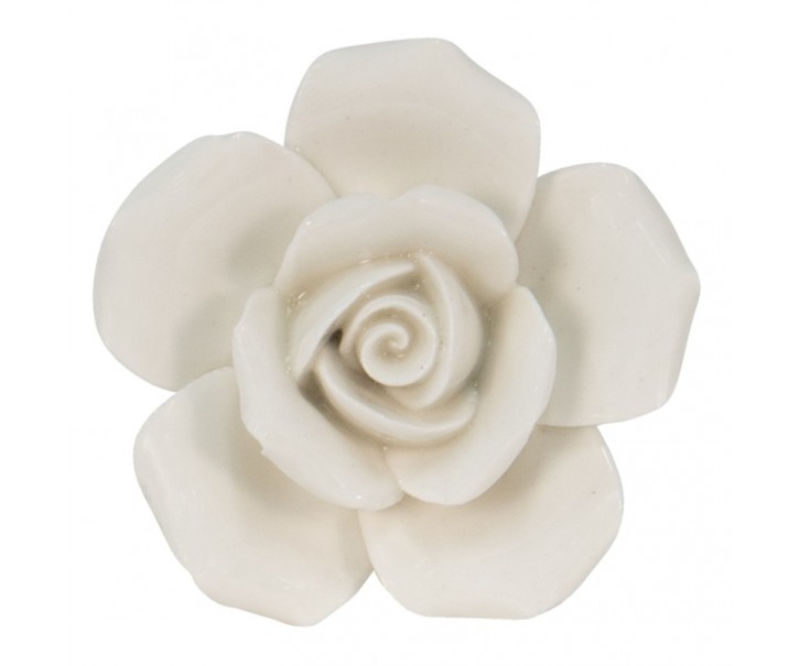 Krémová porcelánová úchytka růže Rosé - Ø 4*4cm